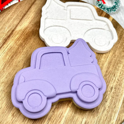 Truck with Christmas Tree | Cookie Cutter | Fondant Stamp Embosser